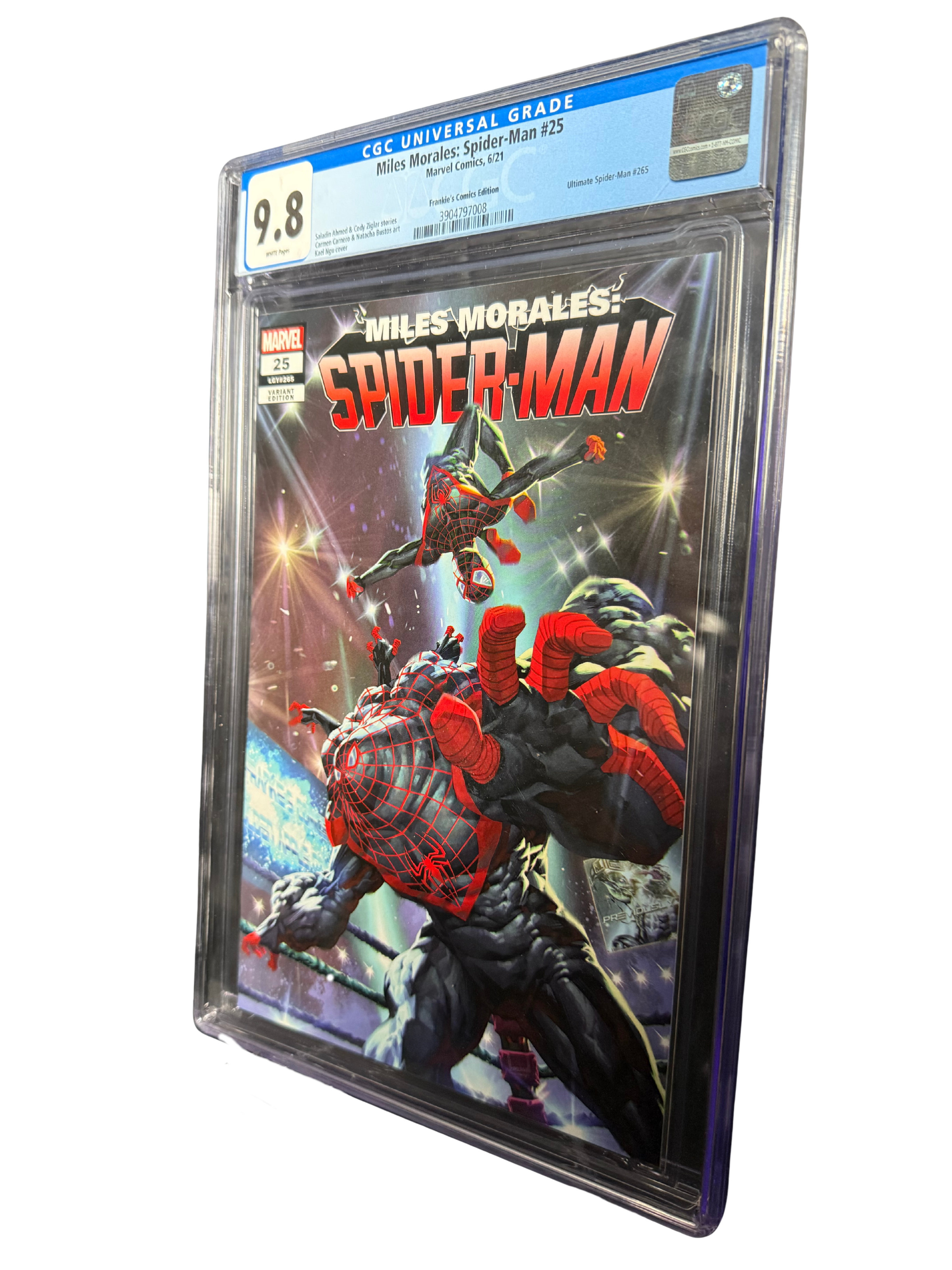MILES MORALES: SPIDER-MAN #25 CGC 9.8 - FRANKIE'S COMICS VARIANT - White Pages