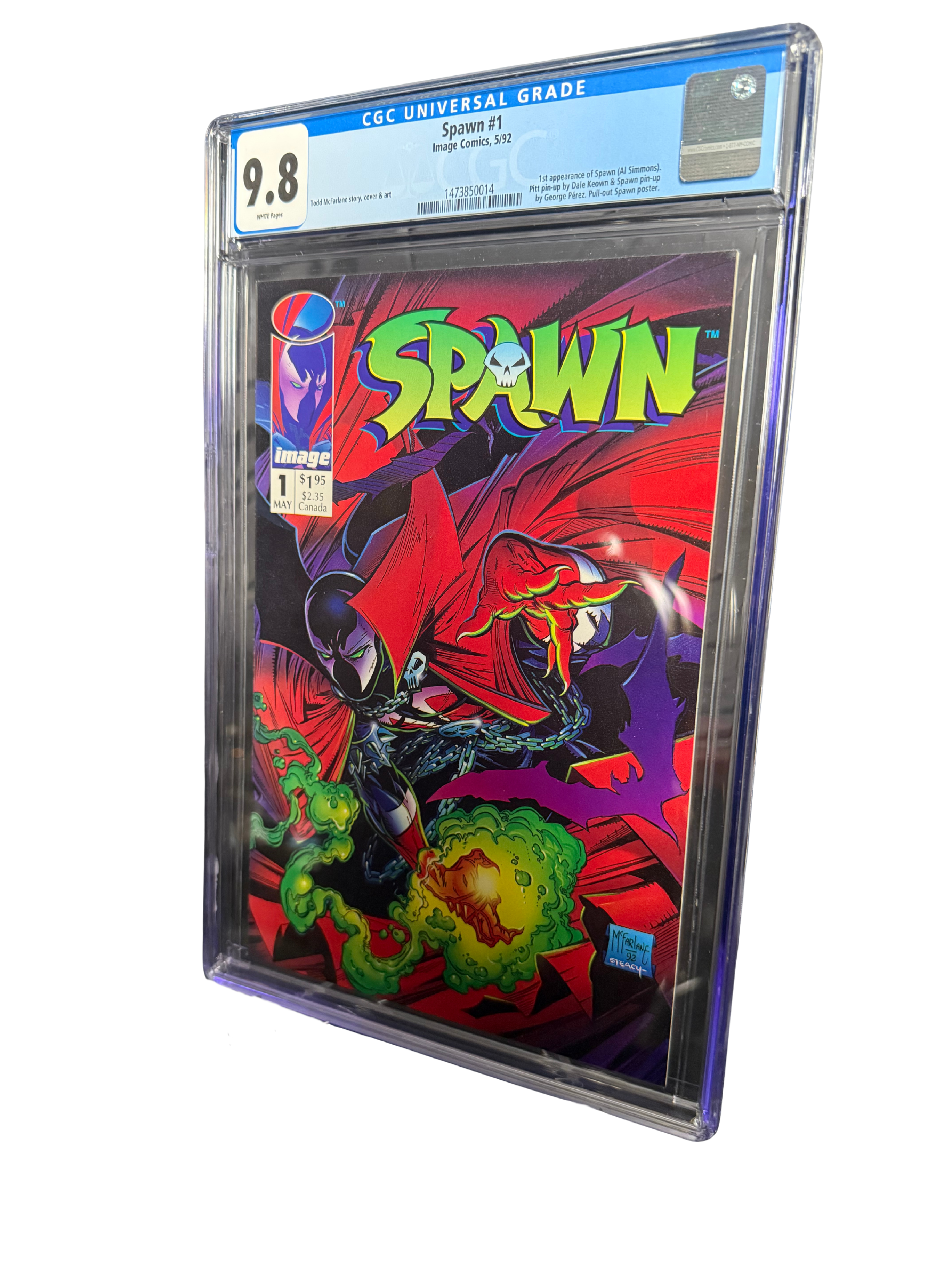 SPAWN #1 CGC 9.8 (1992) - White Pages - 1st Appearance Spawn, Sam & Twitch - McFarlane Art